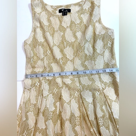 Women’s Cutie Gold Shimmer Leaf Sleeveless Dress Size 8 - Picture 5 of 8